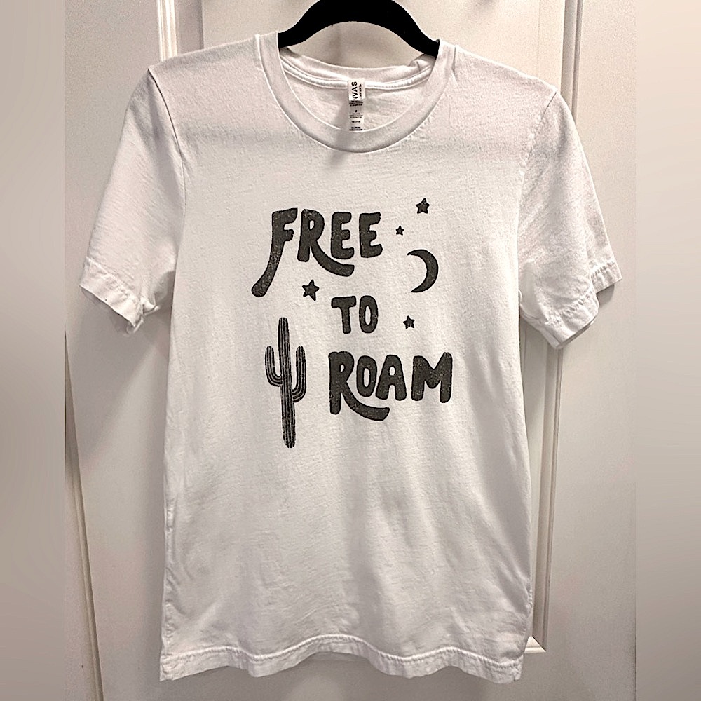 White “Free to Roam” Desert themed T Shirt